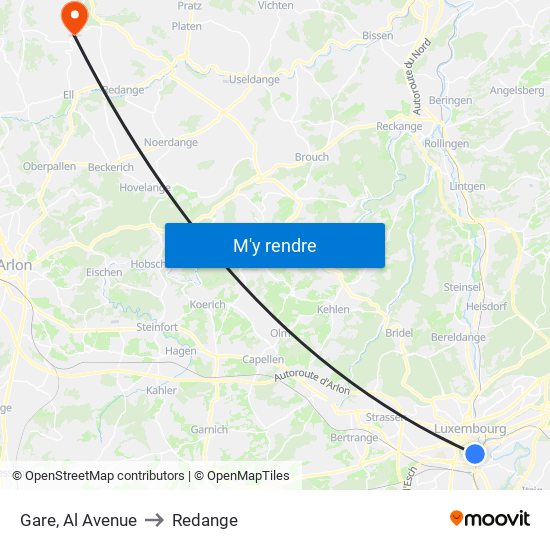 Gare, Al Avenue to Redange map
