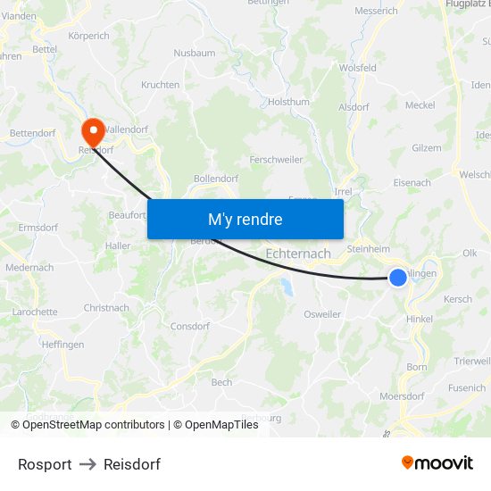 Rosport to Reisdorf map
