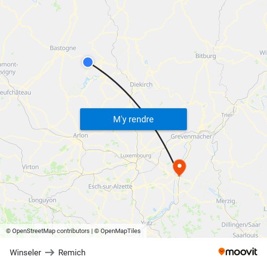 Winseler to Remich map