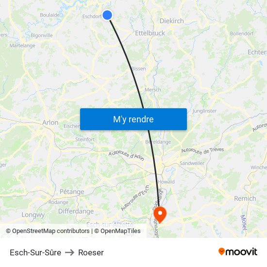 Esch-Sur-Sûre to Roeser map