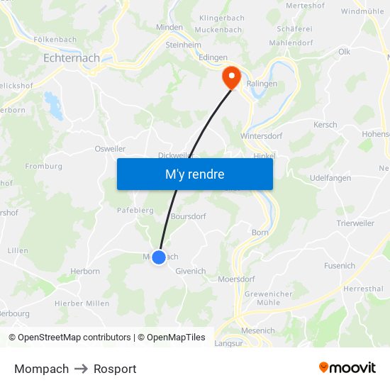 Mompach to Rosport map