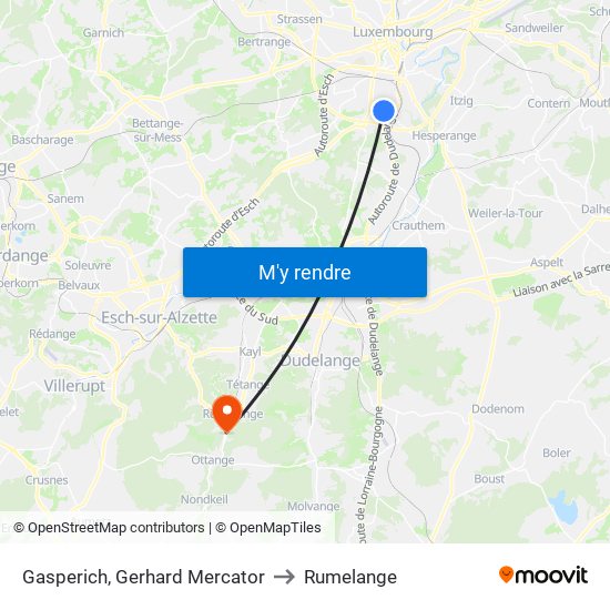 Gasperich, Gerhard Mercator to Rumelange map