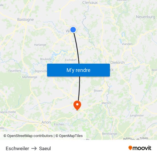 Eschweiler to Saeul map