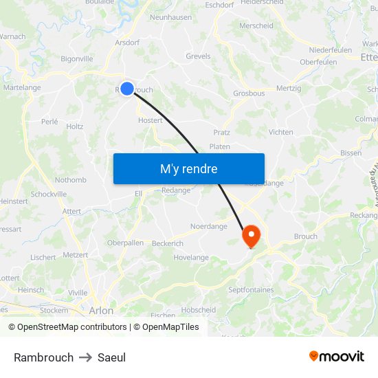 Rambrouch to Saeul map