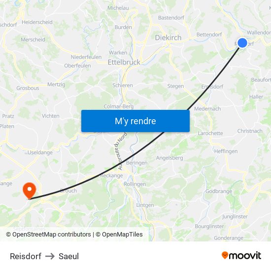 Reisdorf to Saeul map
