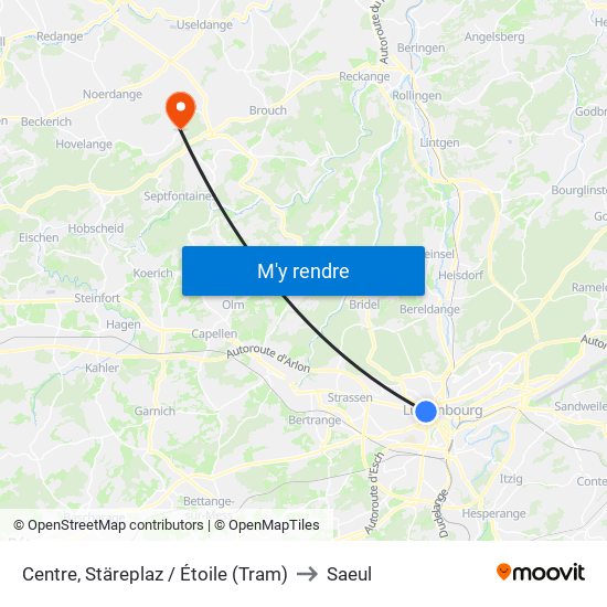 Centre, Stäreplaz / Étoile (Tram) to Saeul map