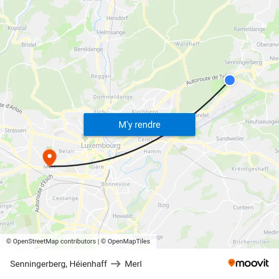 Senningerberg, Héienhaff to Merl map