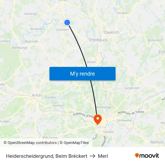 Heiderscheidergrund, Beim Bréckert to Merl map