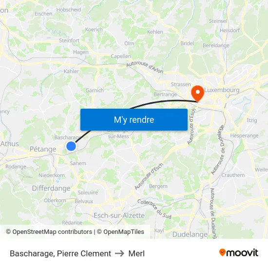 Bascharage, Pierre Clement to Merl map