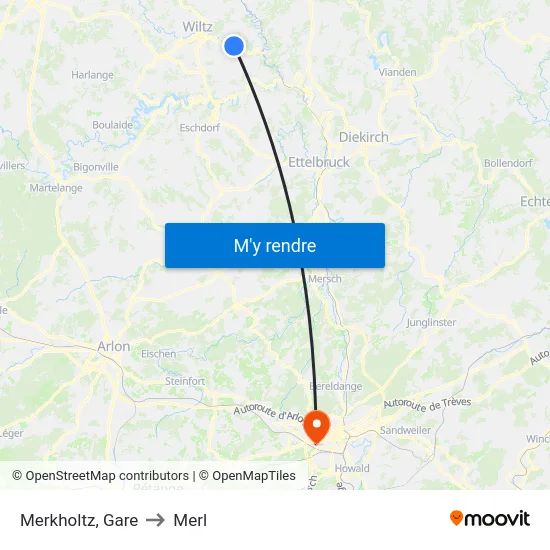 Merkholtz, Gare to Merl map