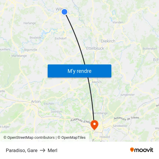 Paradiso, Gare to Merl map