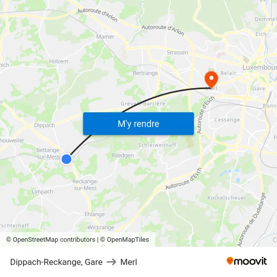 Dippach-Reckange, Gare to Merl map