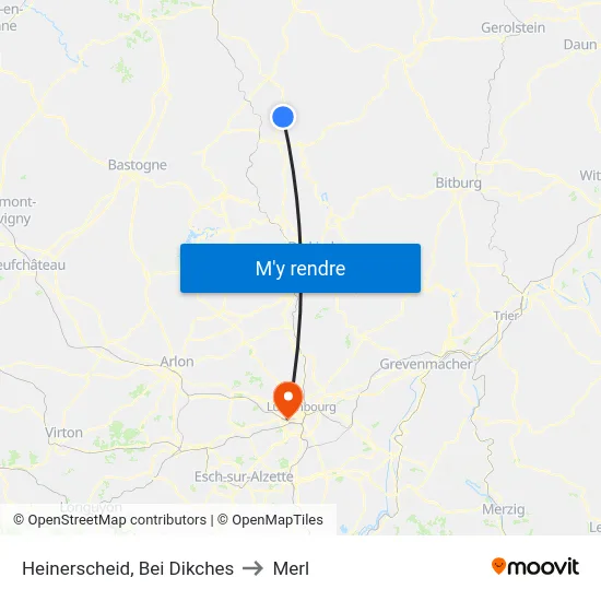 Heinerscheid, Bei Dikches to Merl map