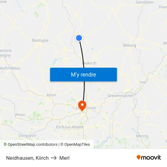 Neidhausen, Kiirch to Merl map