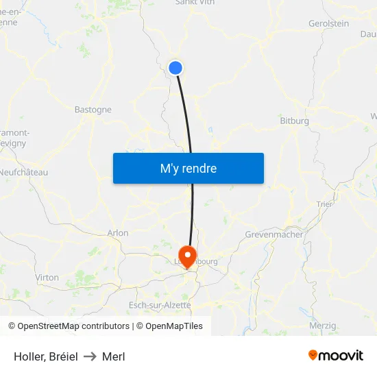 Holler, Bréiel to Merl map