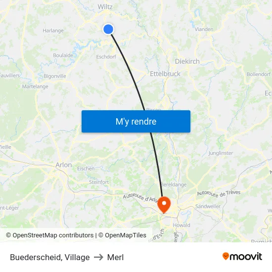 Buederscheid, Village to Merl map