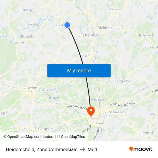 Heiderscheid, Zone Commerciale to Merl map