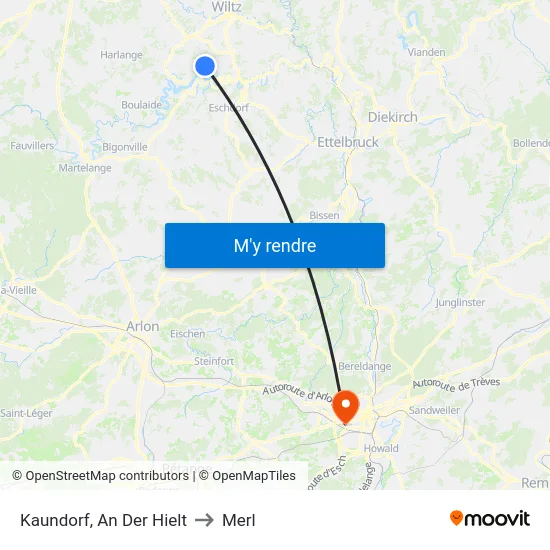 Kaundorf, An Der Hielt to Merl map