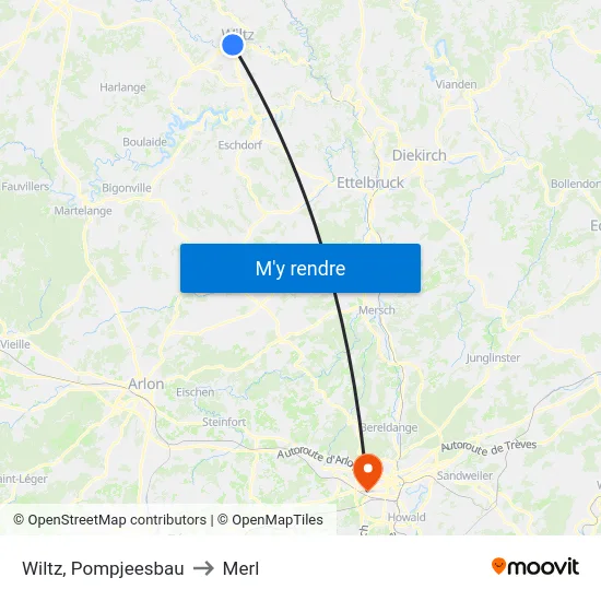 Wiltz, Pompjeesbau to Merl map
