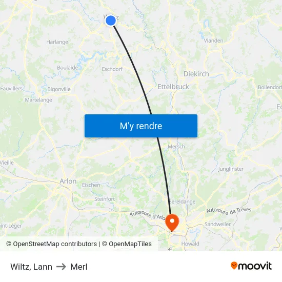 Wiltz, Lann to Merl map