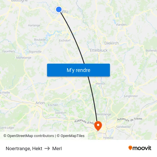 Noertrange, Hekt to Merl map