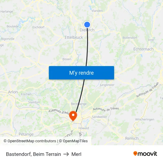 Bastendorf, Beim Terrain to Merl map