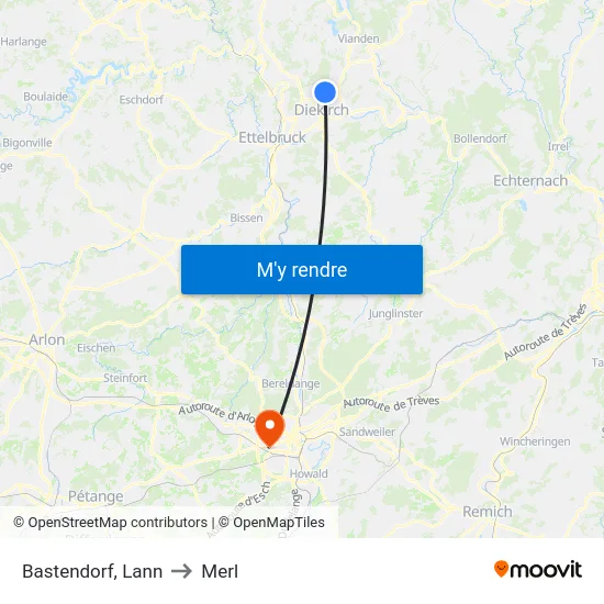 Bastendorf, Lann to Merl map