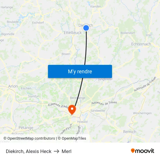 Diekirch, Alexis Heck to Merl map