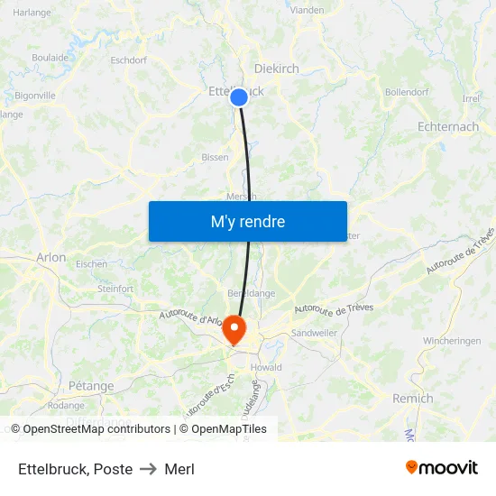 Ettelbruck, Poste to Merl map