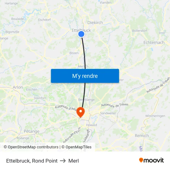 Ettelbruck, Rond Point to Merl map