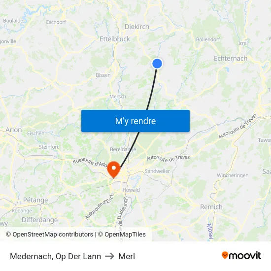 Medernach, Op Der Lann to Merl map