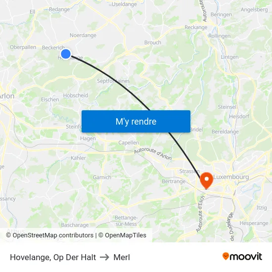Hovelange, Op Der Halt to Merl map
