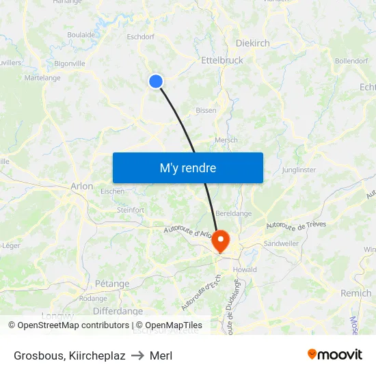 Grosbous, Kiircheplaz to Merl map