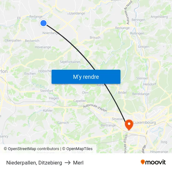 Niederpallen, Ditzebierg to Merl map
