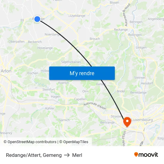 Redange/Attert, Gemeng to Merl map