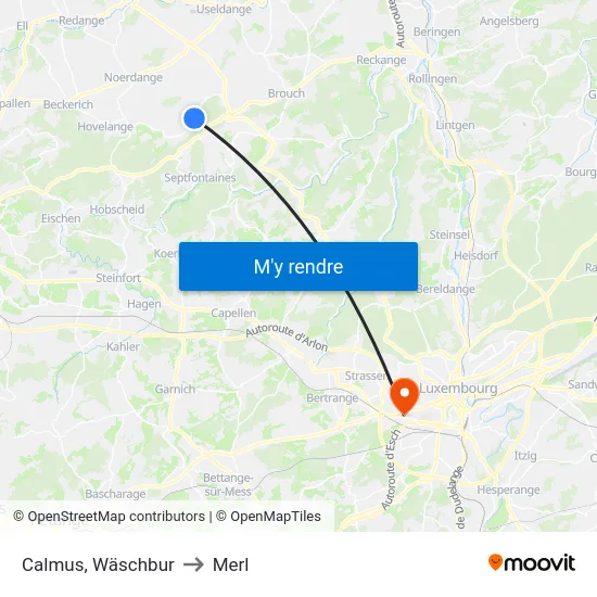 Calmus, Wäschbur to Merl map