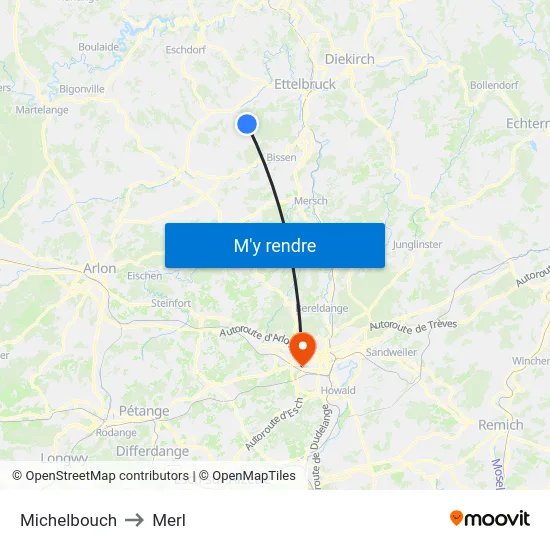 Michelbouch to Merl map