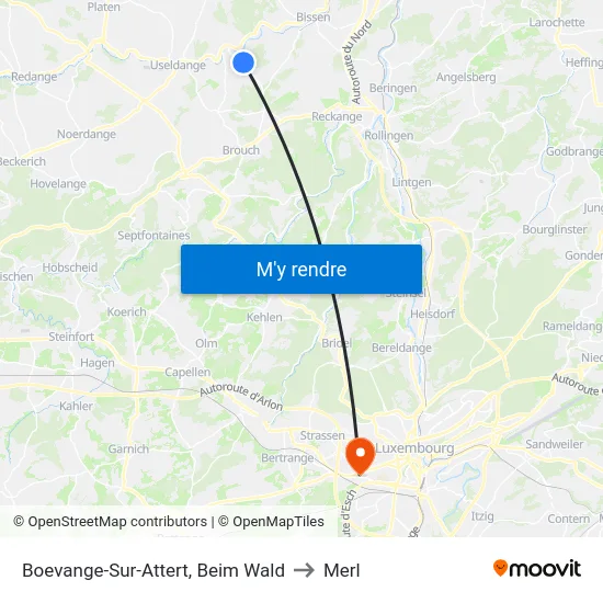Boevange-Sur-Attert, Beim Wald to Merl map