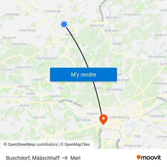 Buschdorf, Määschhaff to Merl map