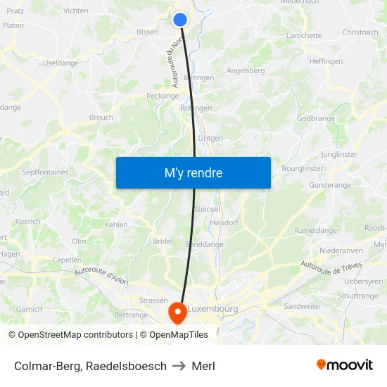 Colmar-Berg, Raedelsboesch to Merl map