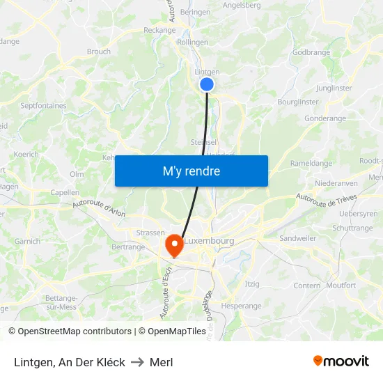 Lintgen, An Der Kléck to Merl map