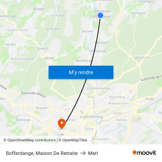Bofferdange, Maison De Retraite to Merl map