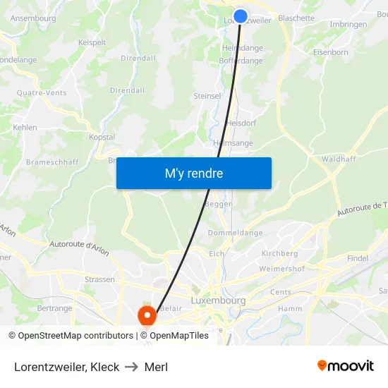 Lorentzweiler, Kleck to Merl map