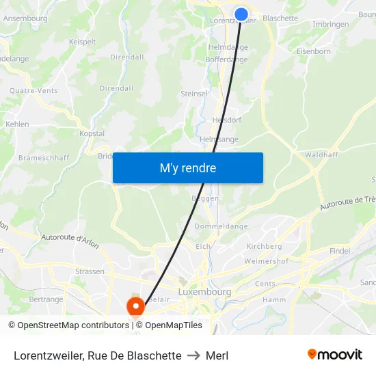Lorentzweiler, Rue De Blaschette to Merl map