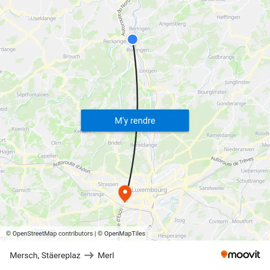 Mersch, Stäereplaz to Merl map