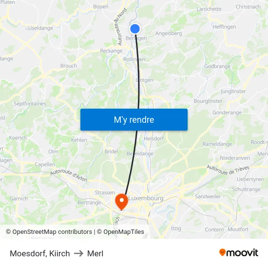 Moesdorf, Kiirch to Merl map