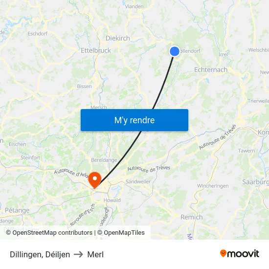 Dillingen, Déiljen to Merl map