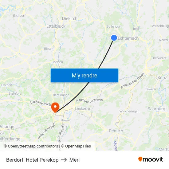 Berdorf, Hotel Perekop to Merl map