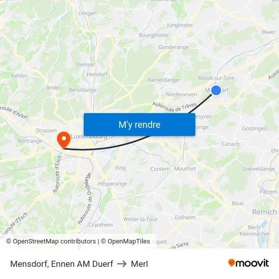 Mensdorf, Ennen AM Duerf to Merl map