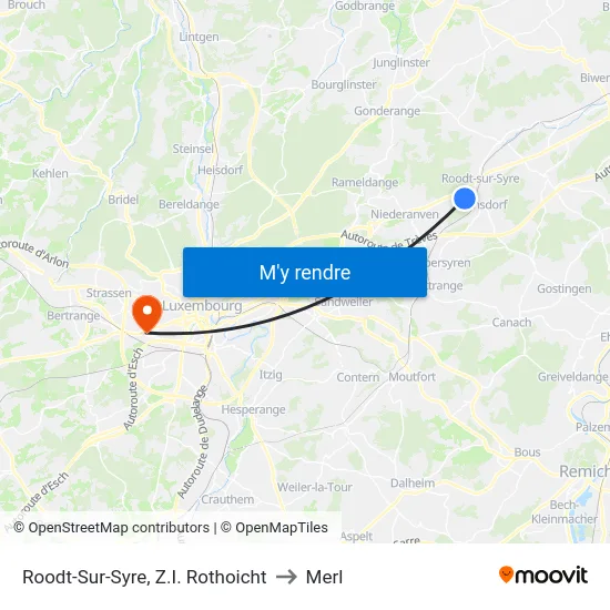Roodt-Sur-Syre, Z.I. Rothoicht to Merl map